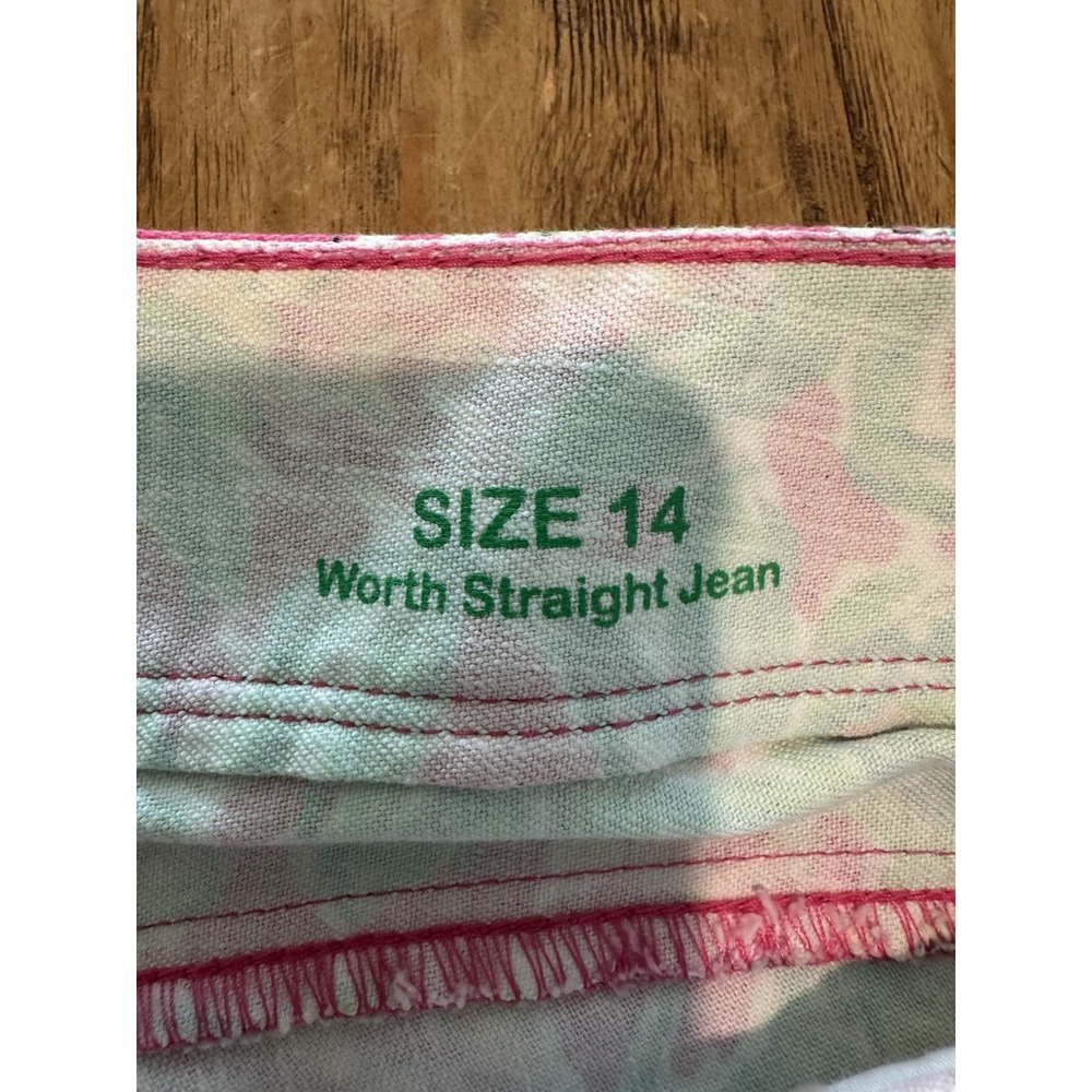 Lilly Pulitzer Worth Straight Jeans Sz 14 Spike The Punch Orchid Pink Pineapple - Picture 4 of 14